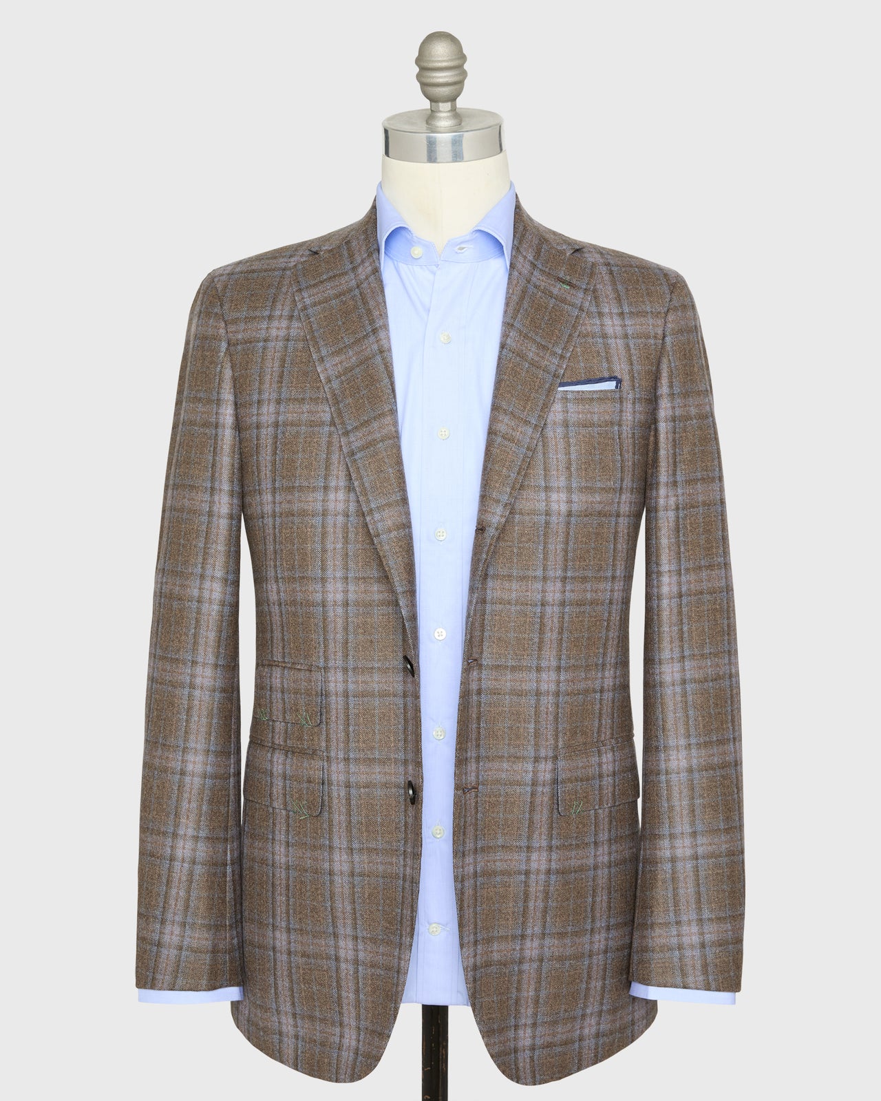 Virgil No. 4 Jacket in Brown/Blue Plaid Brushed Plainweave