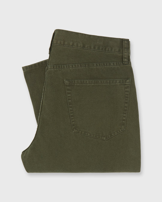 Slim Straight 5-Pocket Pant in Olive Garment-Dyed Canvas