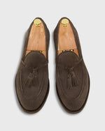 Load image into Gallery viewer, Italian Tassel Loafer in Chocolate Suede
