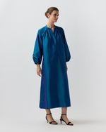 Load image into Gallery viewer, Sienna Midi Dress in Marine Silk Shantung
