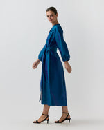 Load image into Gallery viewer, Sienna Midi Dress in Marine Silk Shantung
