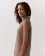 Load image into Gallery viewer, Sleeveless Ana Dress in Mink/Light Pink Double-Faced Melton
