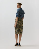 Load image into Gallery viewer, Aurora Skirt in Brown/Gold Metallic Floral Jacquard
