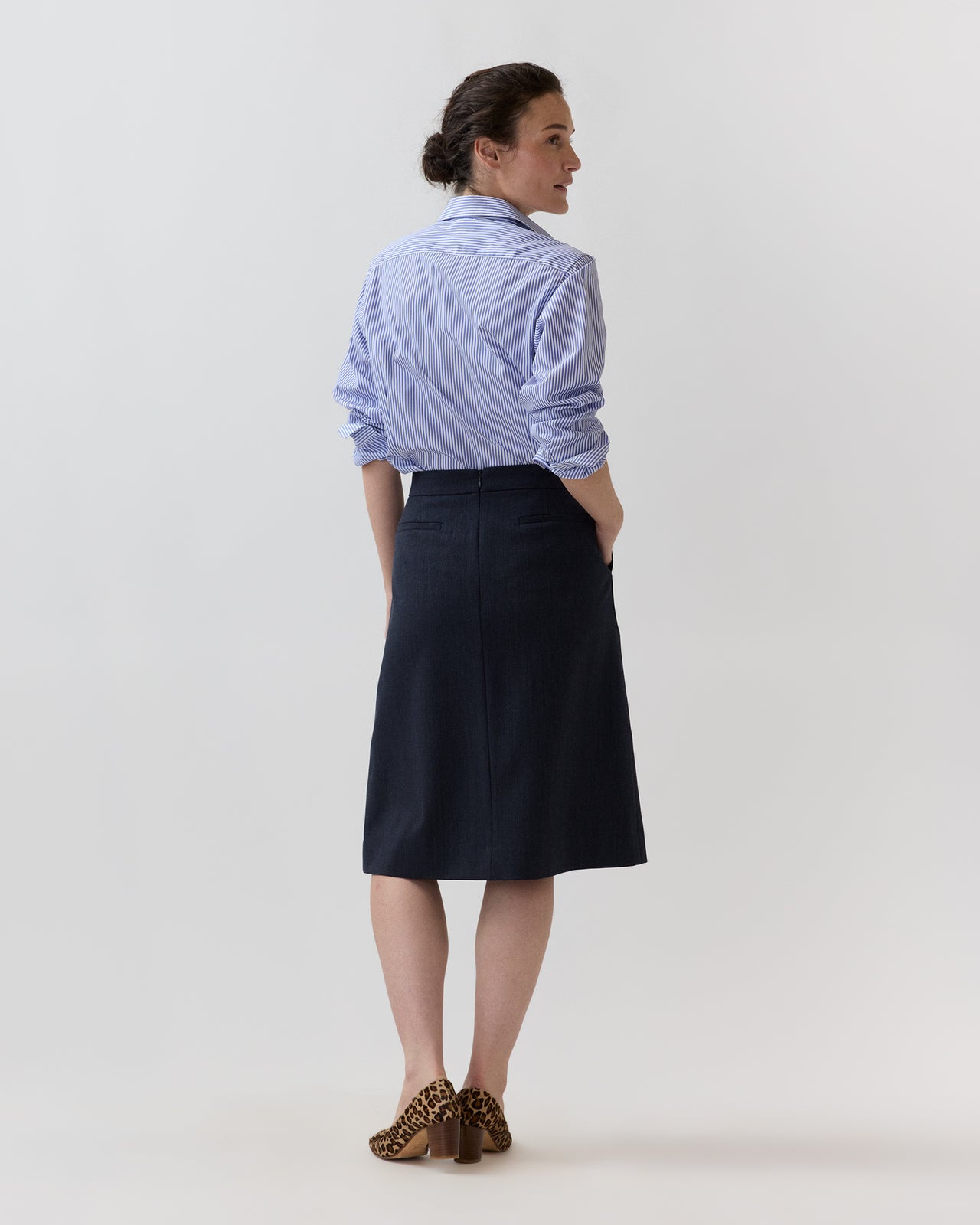Jillian Skirt in Heather Navy Cavalry Twill