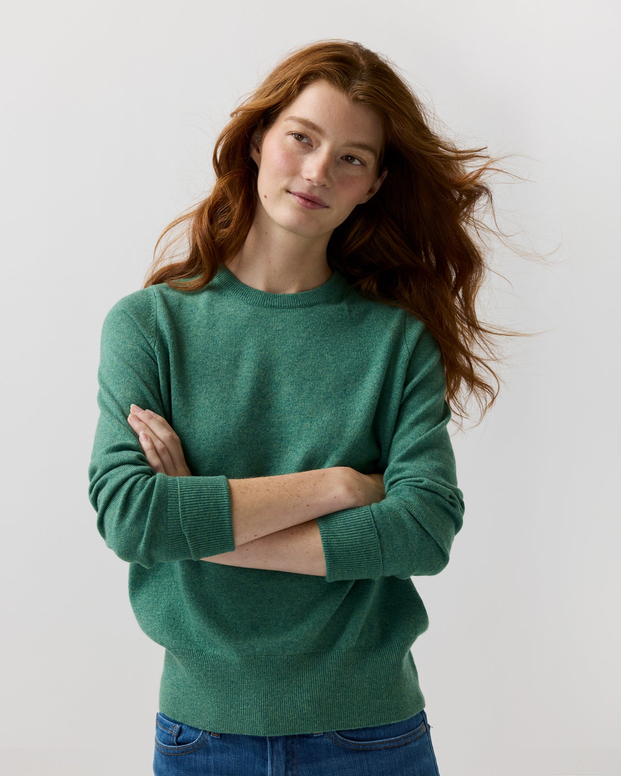 Kit Crewneck Sweater in Lovat Cashmere