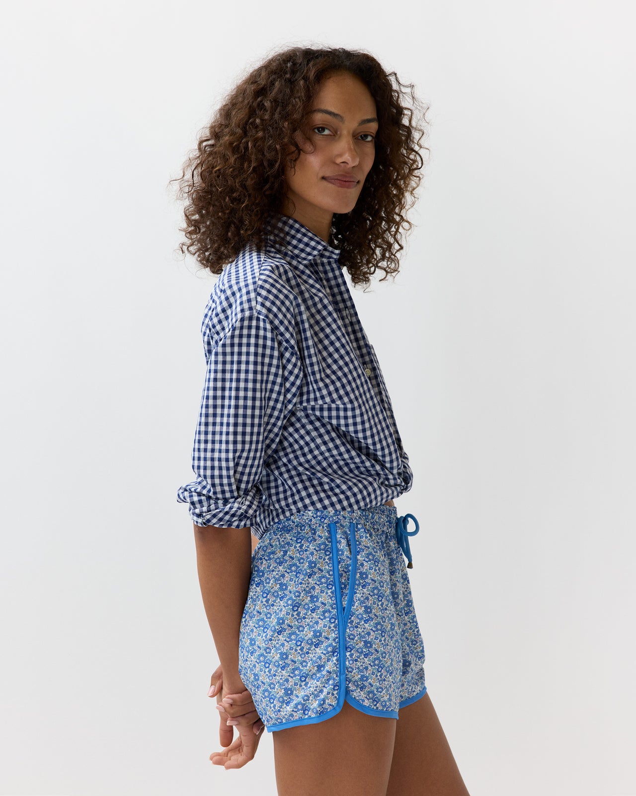 Boy Shorts in Blue Betsy Ann Liberty Fabric