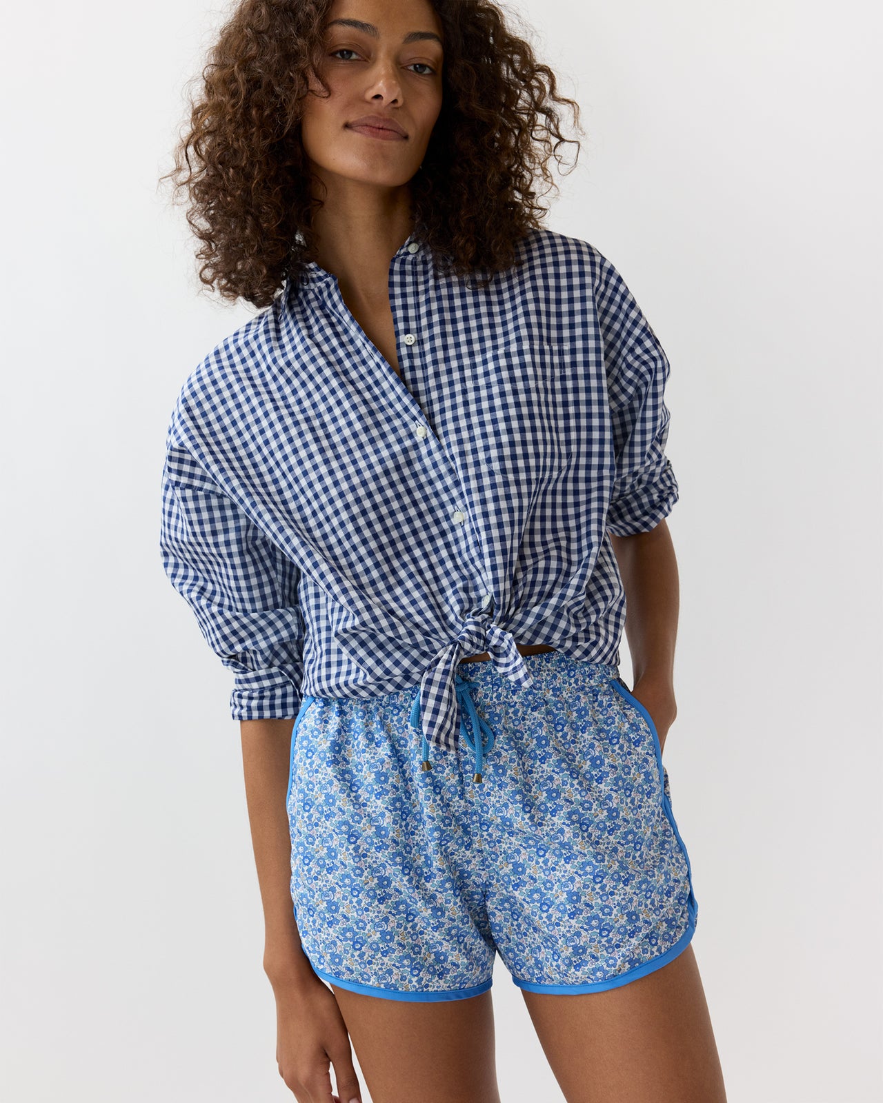 Boy Shorts in Blue Betsy Ann Liberty Fabric