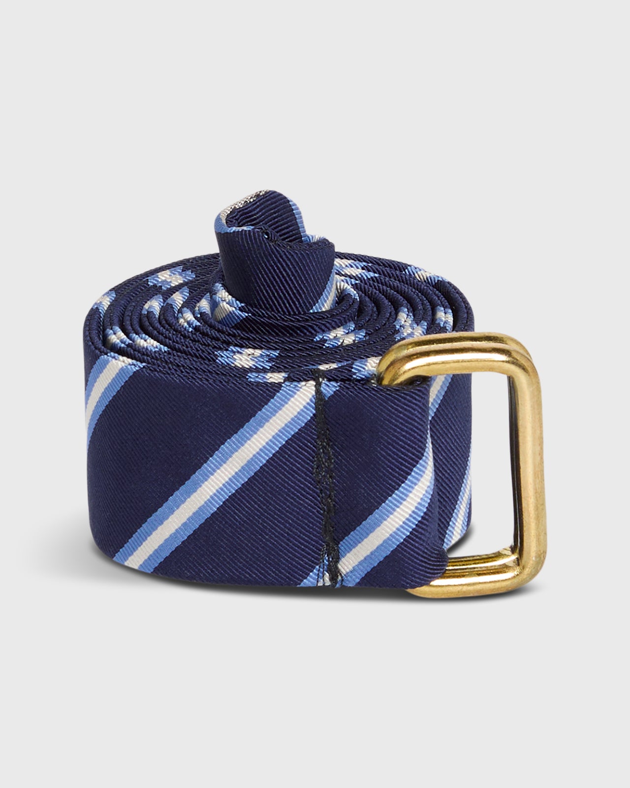 D-Ring Belt in Navy/Cobalt Queens Stripe