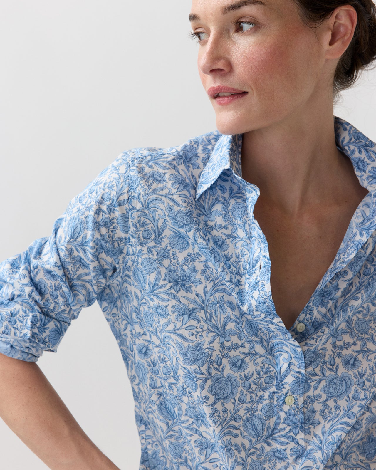 Tomboy Popover Shirt in Blue Sambourne Liberty Fabric