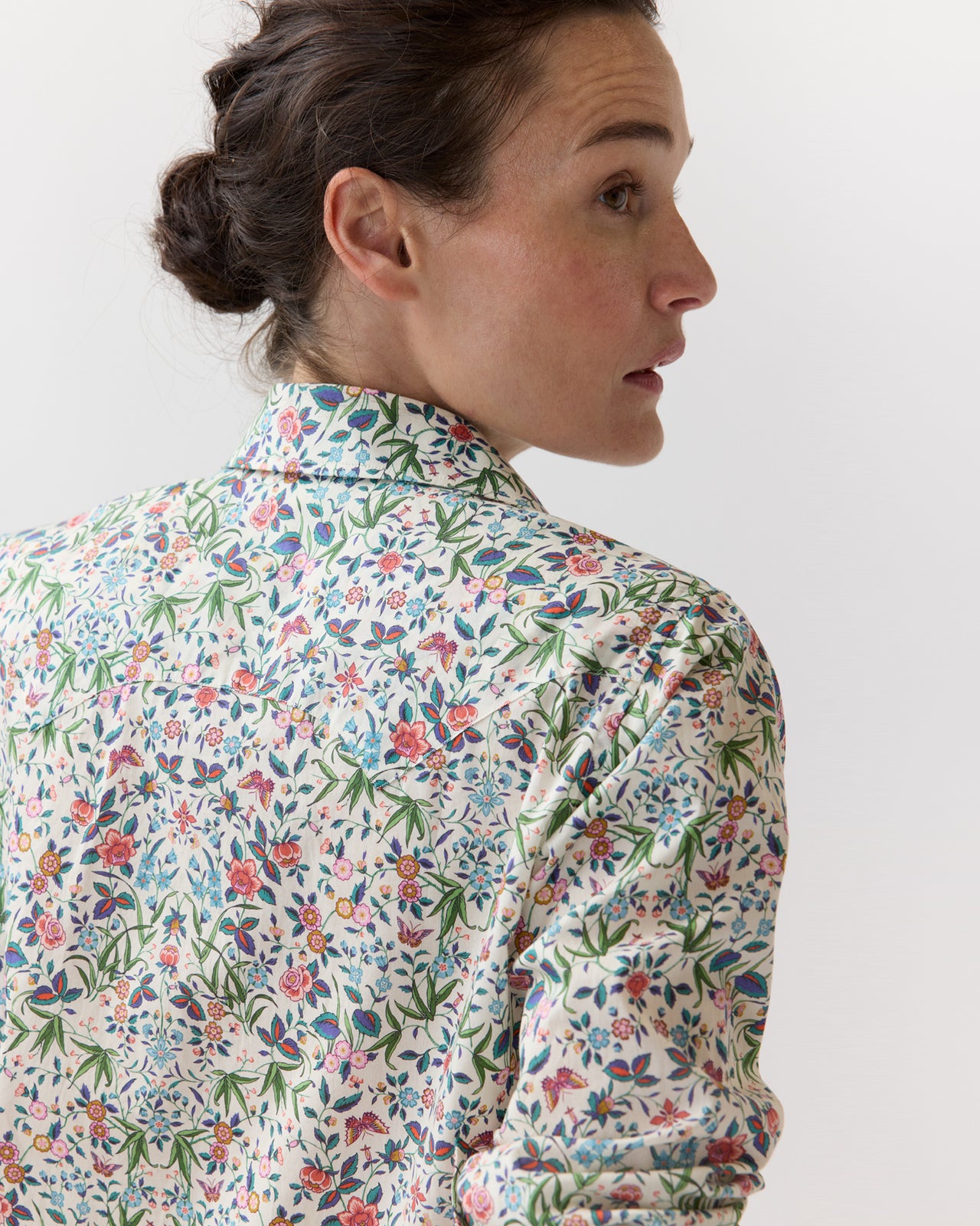 Western Shirt in Alabaster/Multi Tapestry Liberty Fabric