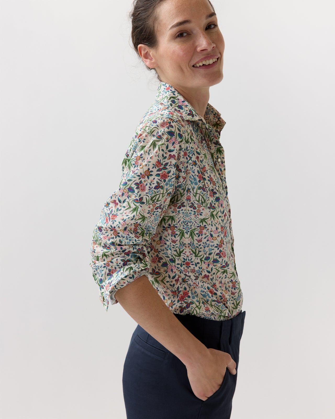 Western Shirt in Alabaster/Multi Tapestry Liberty Fabric