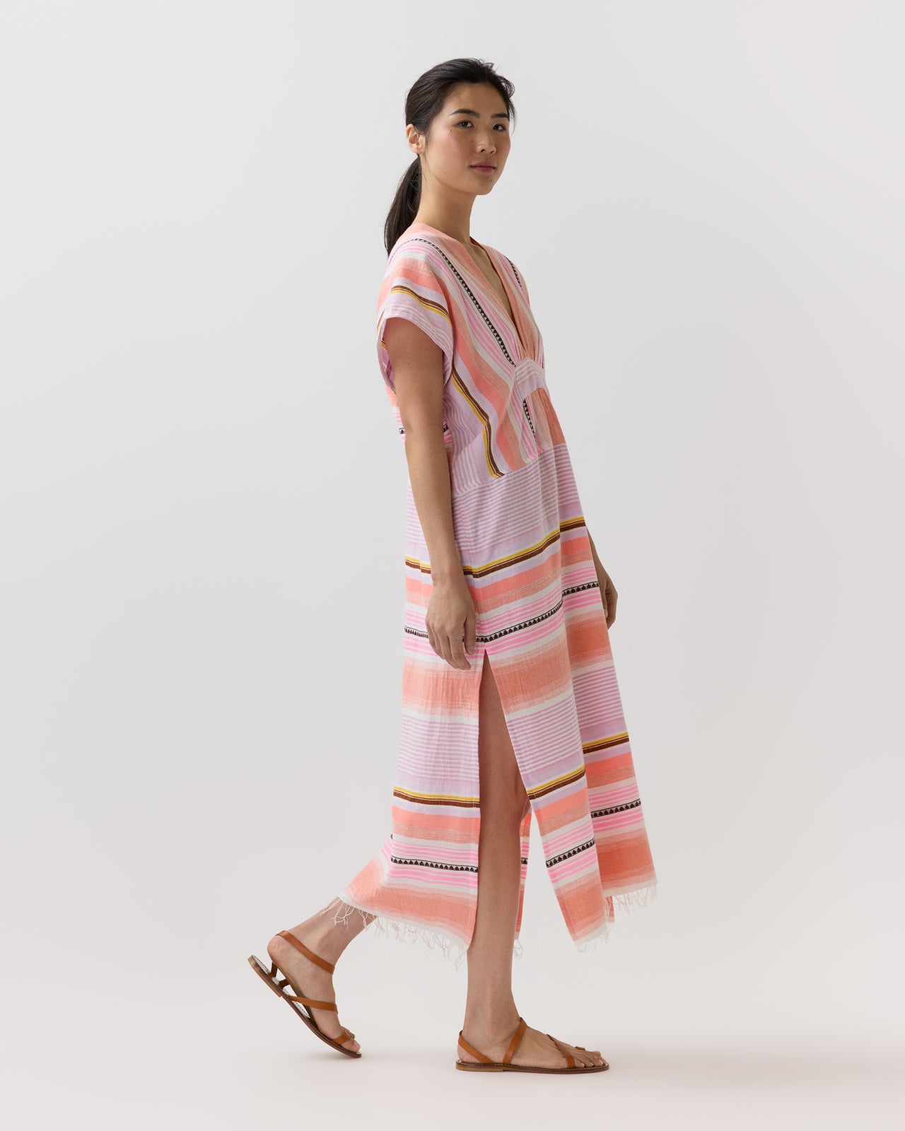Gasira V-Neck Caftan in Kiremiti Pink