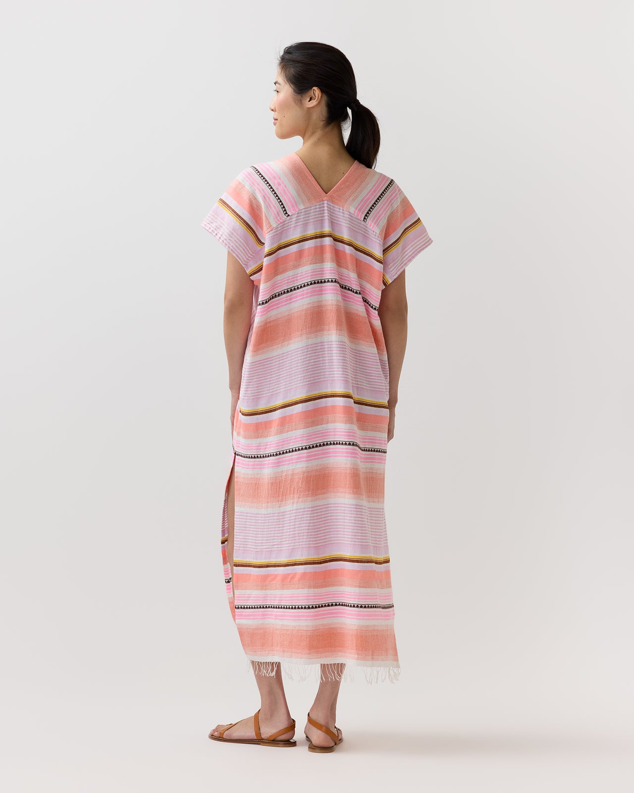Gasira V-Neck Caftan in Kiremiti Pink