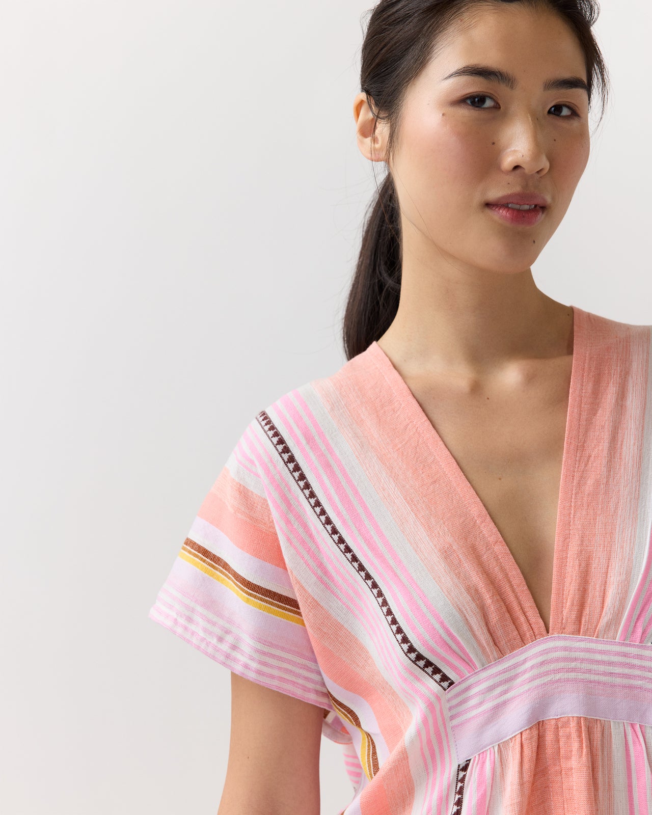Gasira V-Neck Caftan in Kiremiti Pink
