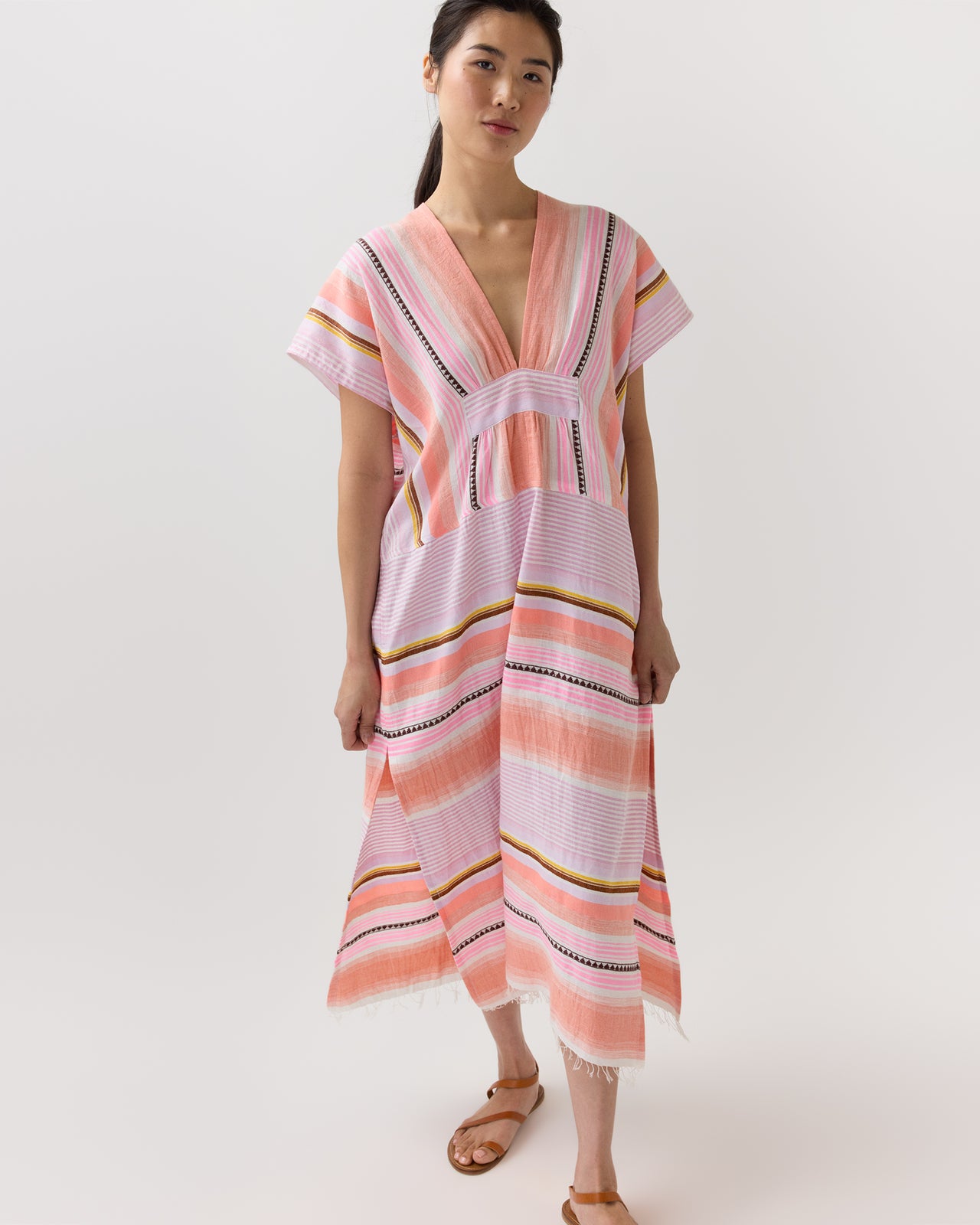 Gasira V-Neck Caftan in Kiremiti Pink