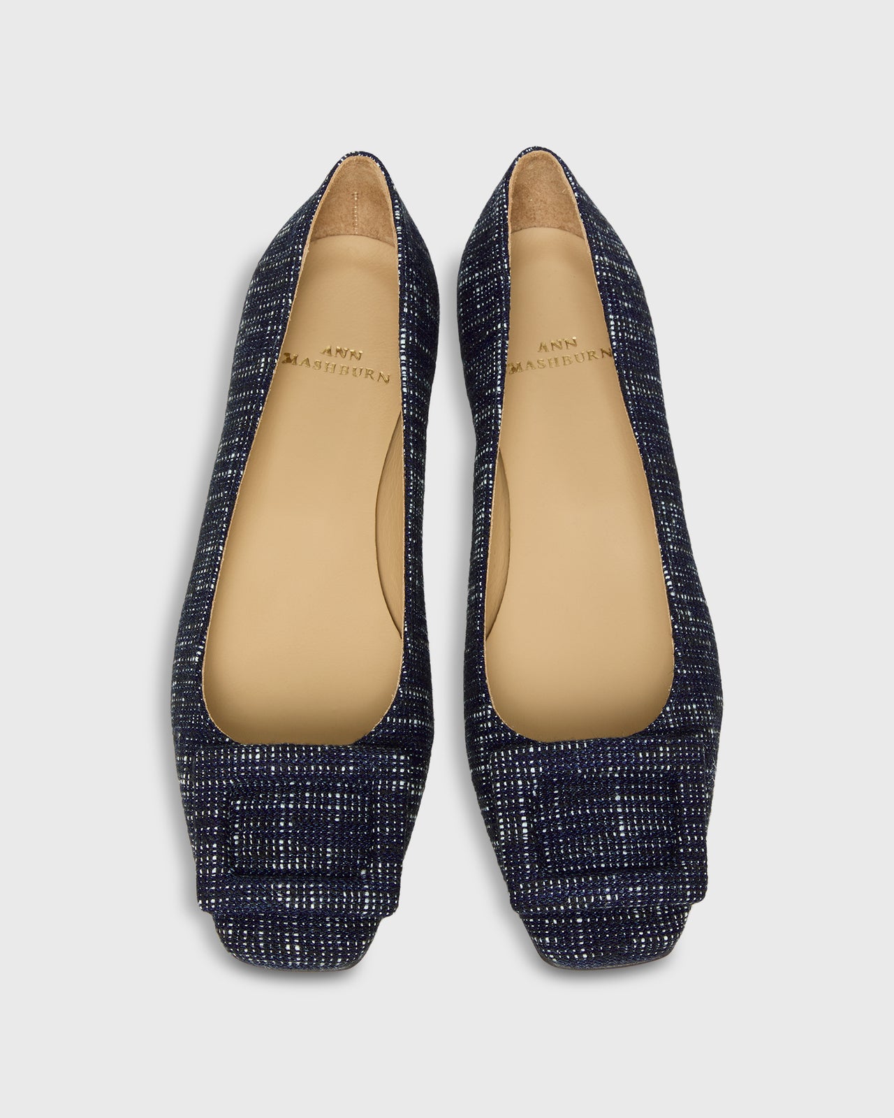 Buckle Shoe in Indigo Tic-Weave Jacquard