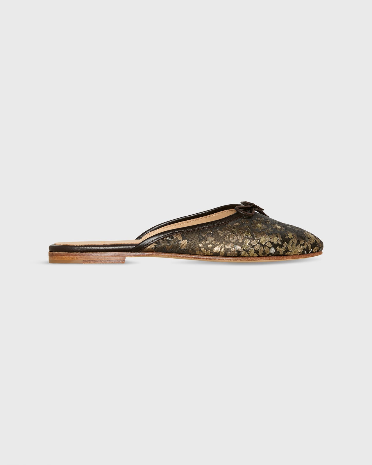 Joy Mule in Brown/Gold Metallic Floral Jacquard