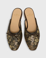 Load image into Gallery viewer, Joy Mule in Brown/Gold Metallic Floral Jacquard
