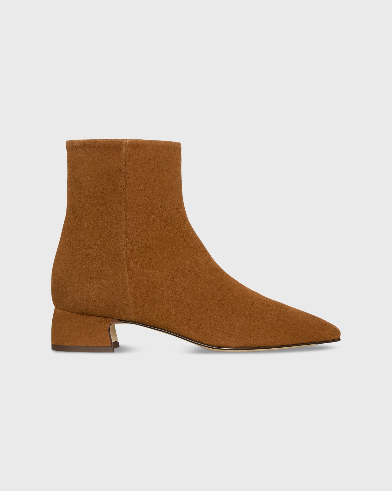 Zip Ankle Boot in Cognac Suede