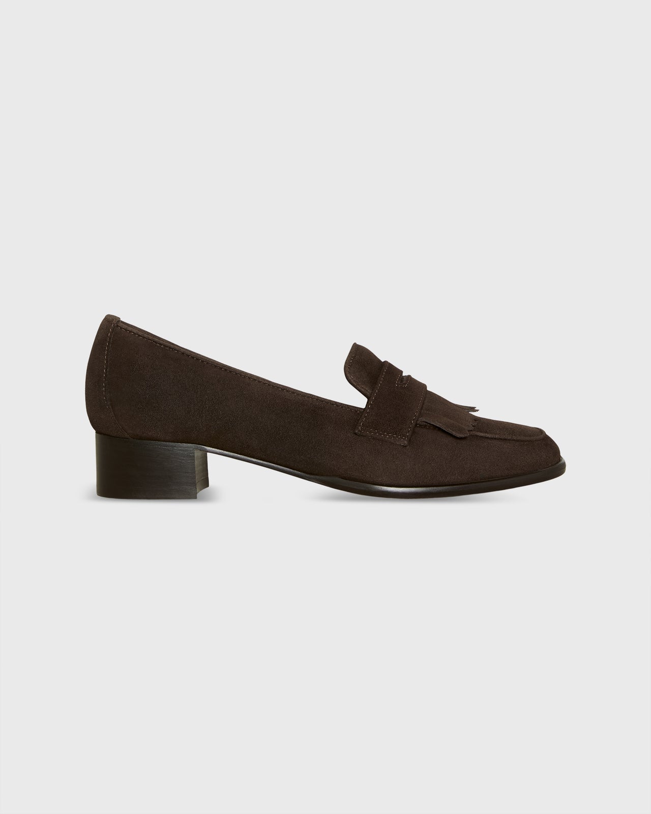 Kate Fringed Loafer in Brown Suede