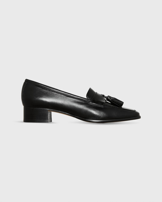 Sophie Tassel Loafer in Black Leather