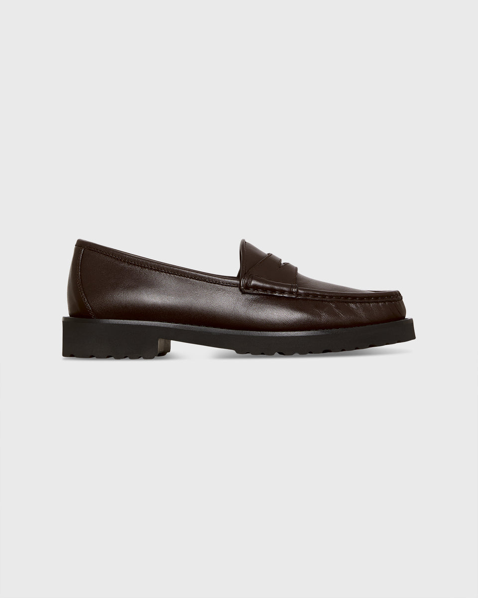 Lug Sole Loafer in Dark Brown Leather