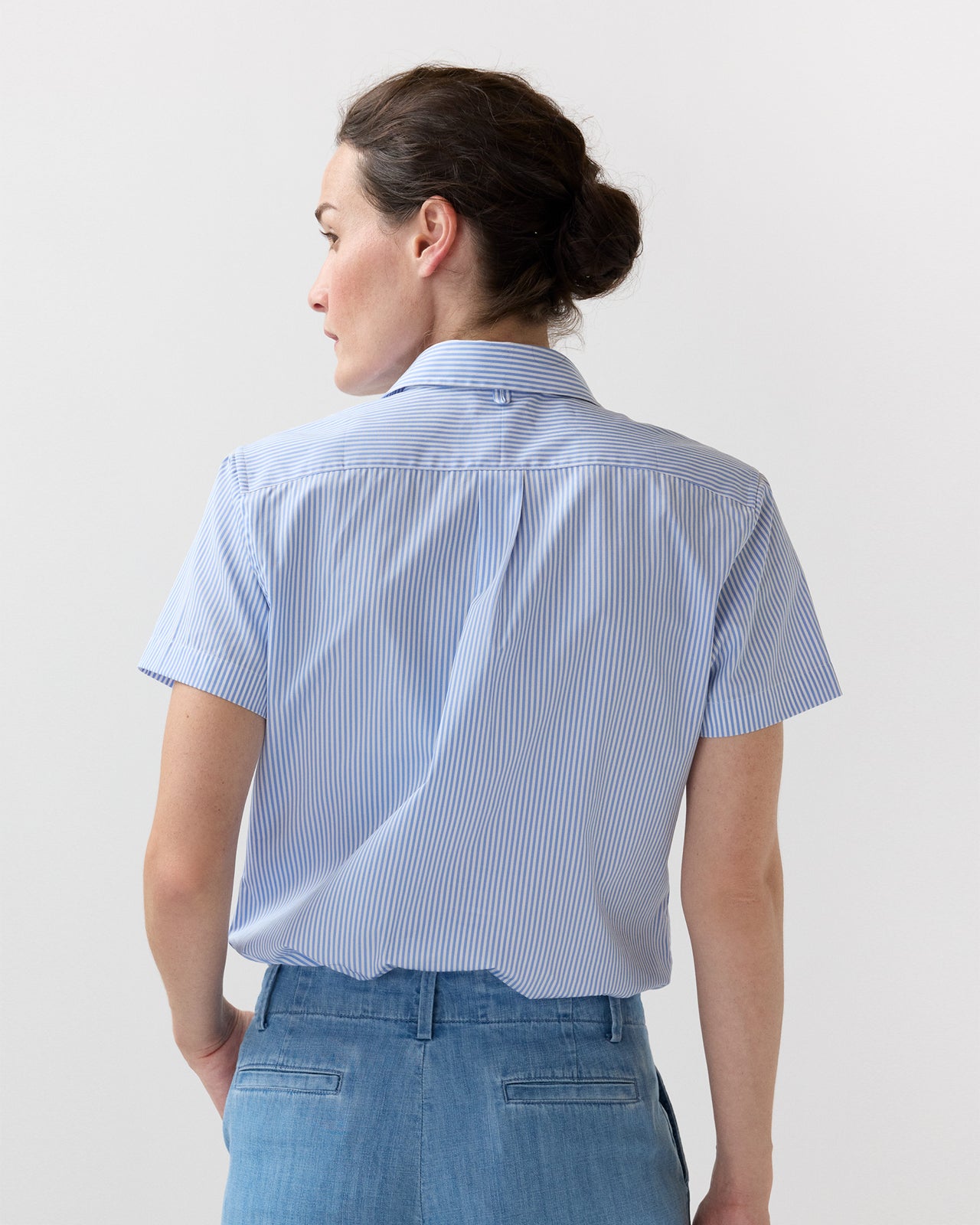 Scout Shirt in Blue/White Stripe Poplin