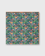 Load image into Gallery viewer, Medium Hand-Rolled Silk Scarf in Navy/Multi The Garden Room Liberty Fabric
