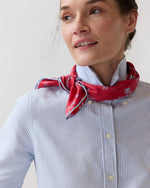 Load image into Gallery viewer, Medium Hand-Rolled Silk Scarf in Red Elizabeth Sketch Liberty Fabric

