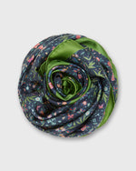 Load image into Gallery viewer, Large Hand-Rolled Scarf in Blue/Multi Tapestry Liberty Fabric Silk Twill
