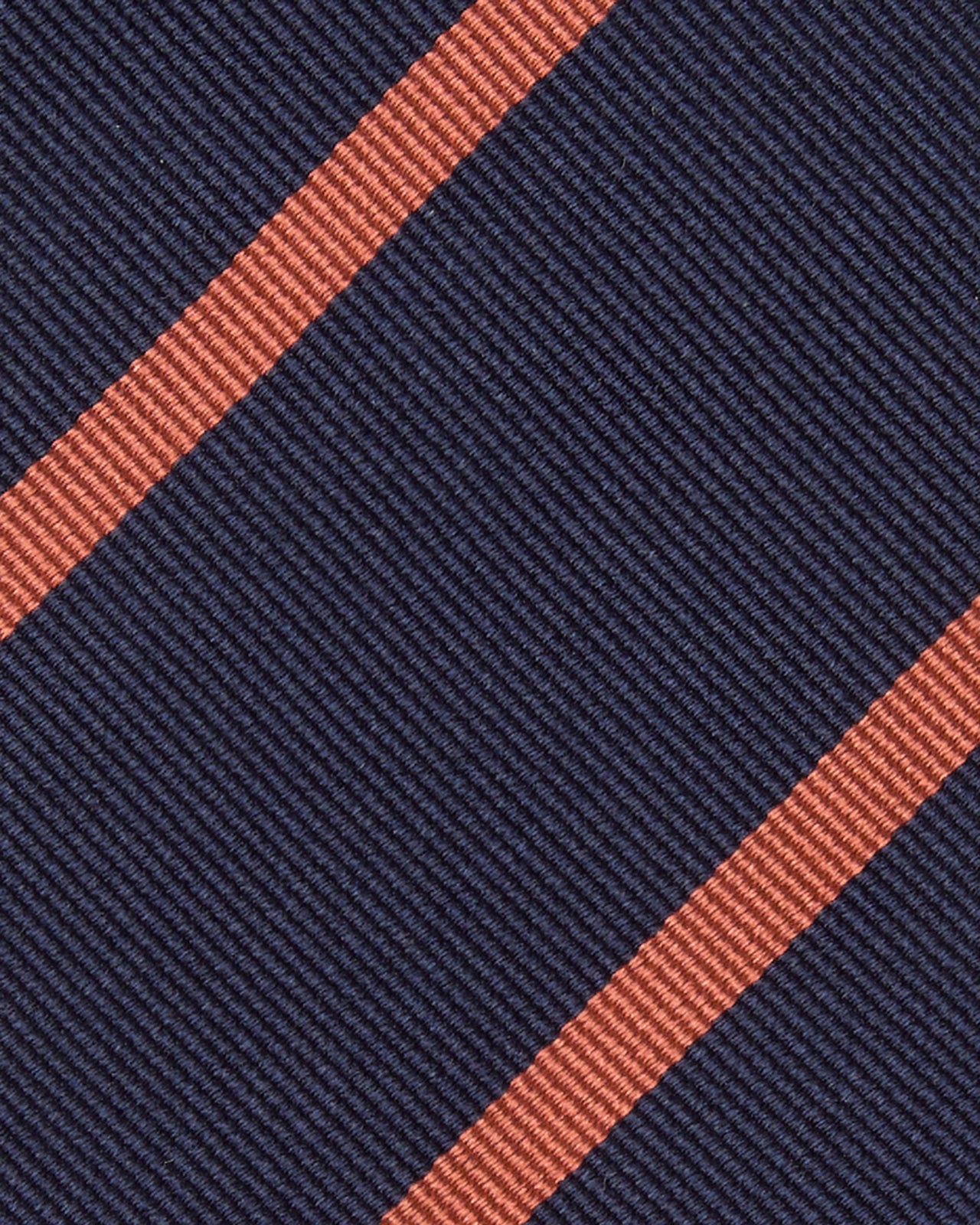Silk Woven Tie in Navy/Salmon Stripe