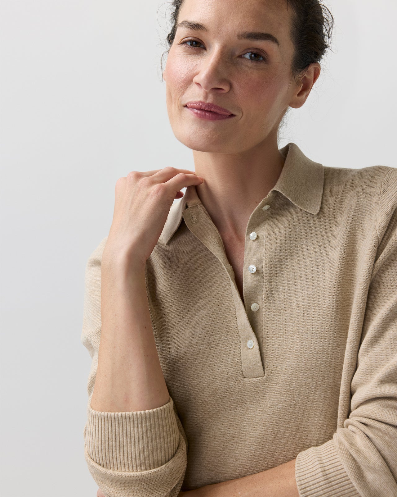 Connor Sweater in Crema Cotton/Silk