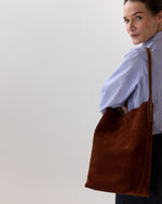 Load image into Gallery viewer, Liz Hobo Bag in Walnut Suede/English Tan Leather
