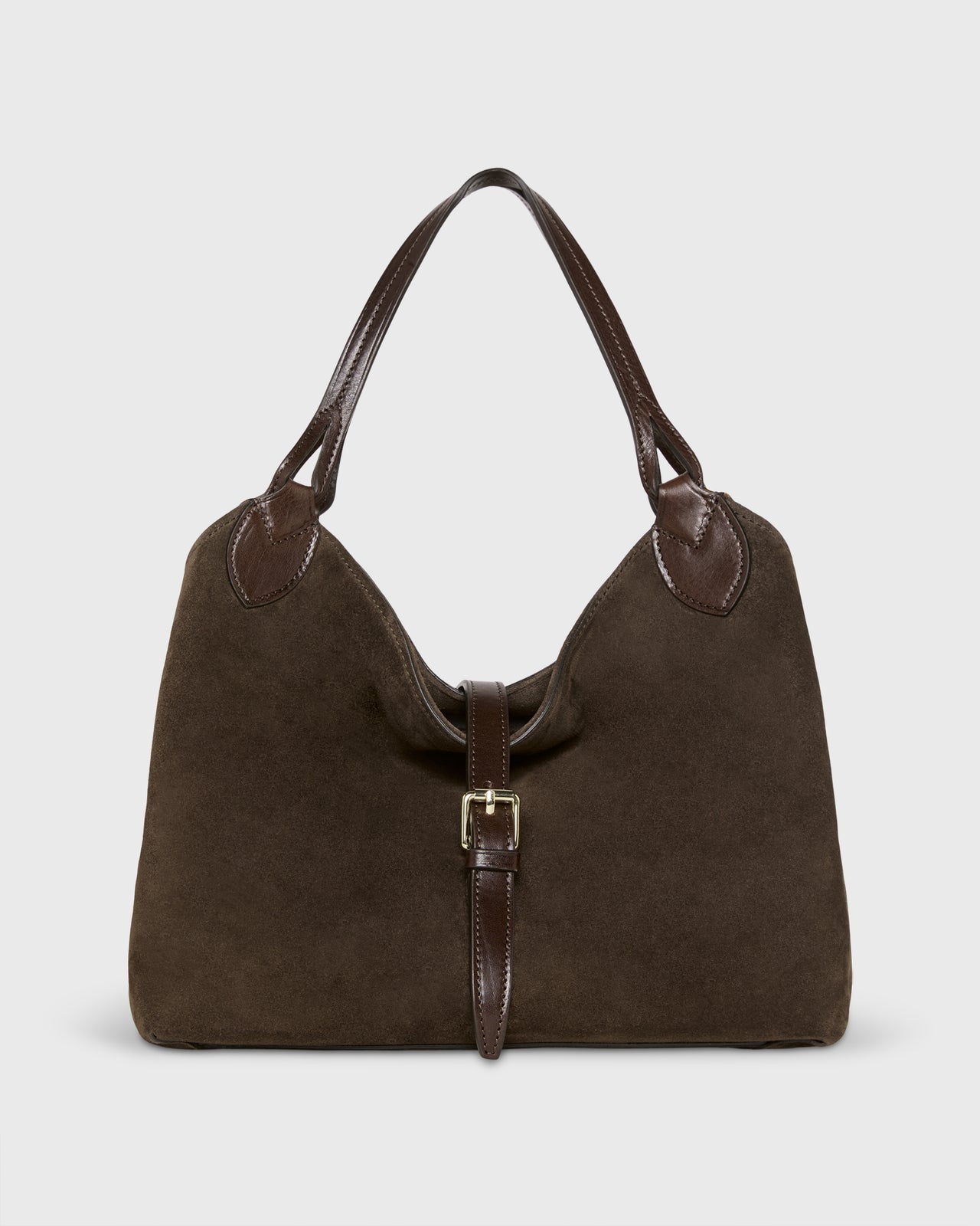 Sally Tote in Dark Brown Suede/Leather