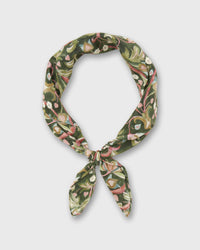 Hand-Rolled Silk Anyway Scarf in Olive/Rose The West Garden Liberty Fabric