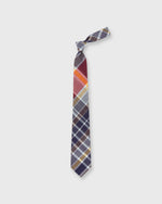 Load image into Gallery viewer, Cotton Woven Tie in Navy/Red/Brown Madras
