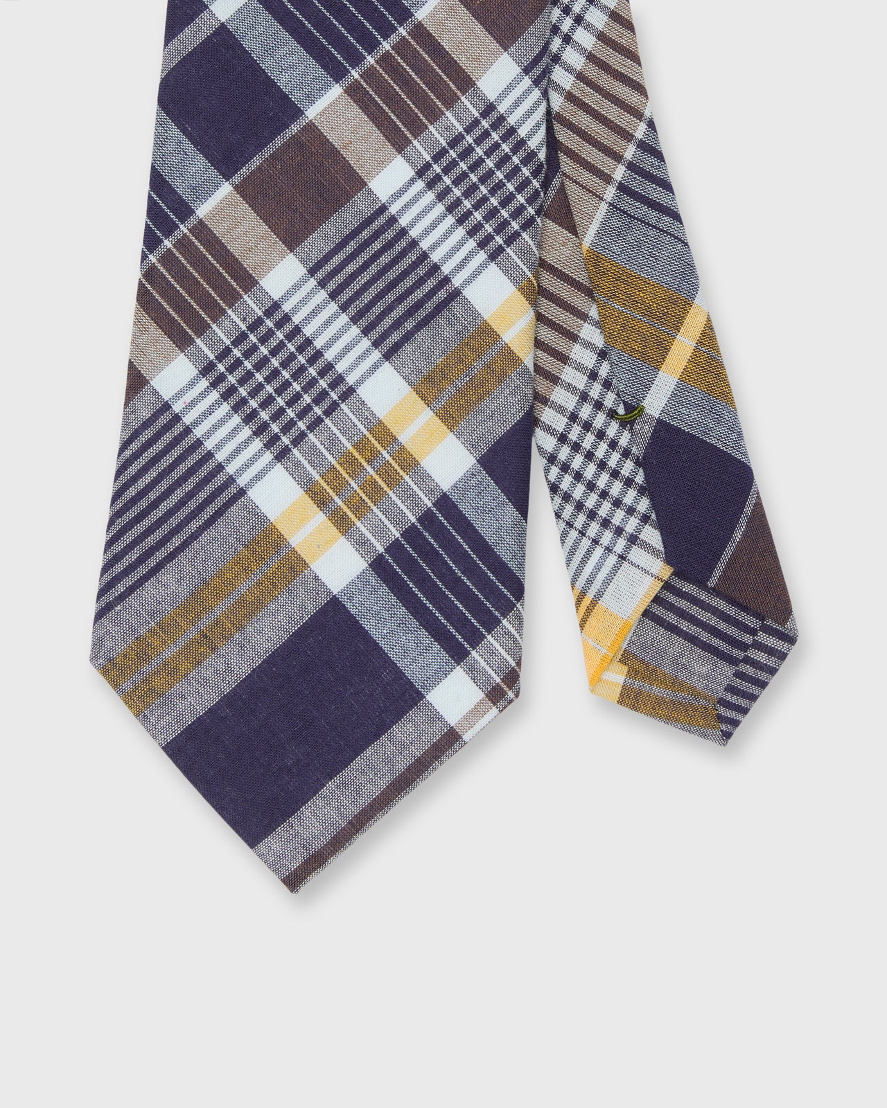 Cotton Woven Tie in Navy/Red/Brown Madras