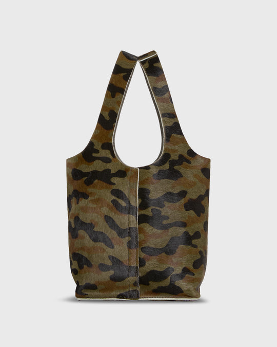 Paola Bucket Bag in Small Camouflage Calf Hair