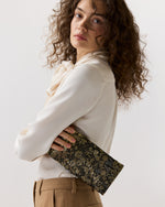 Load image into Gallery viewer, Patricia Clutch in Brown/Gold Metallic Floral Jacquard
