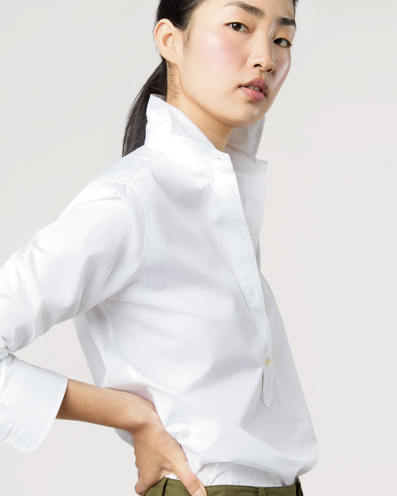 Tomboy Popover Shirt in White Poplin
