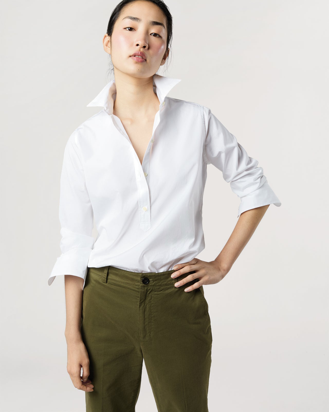 Tomboy Popover Shirt in White Poplin