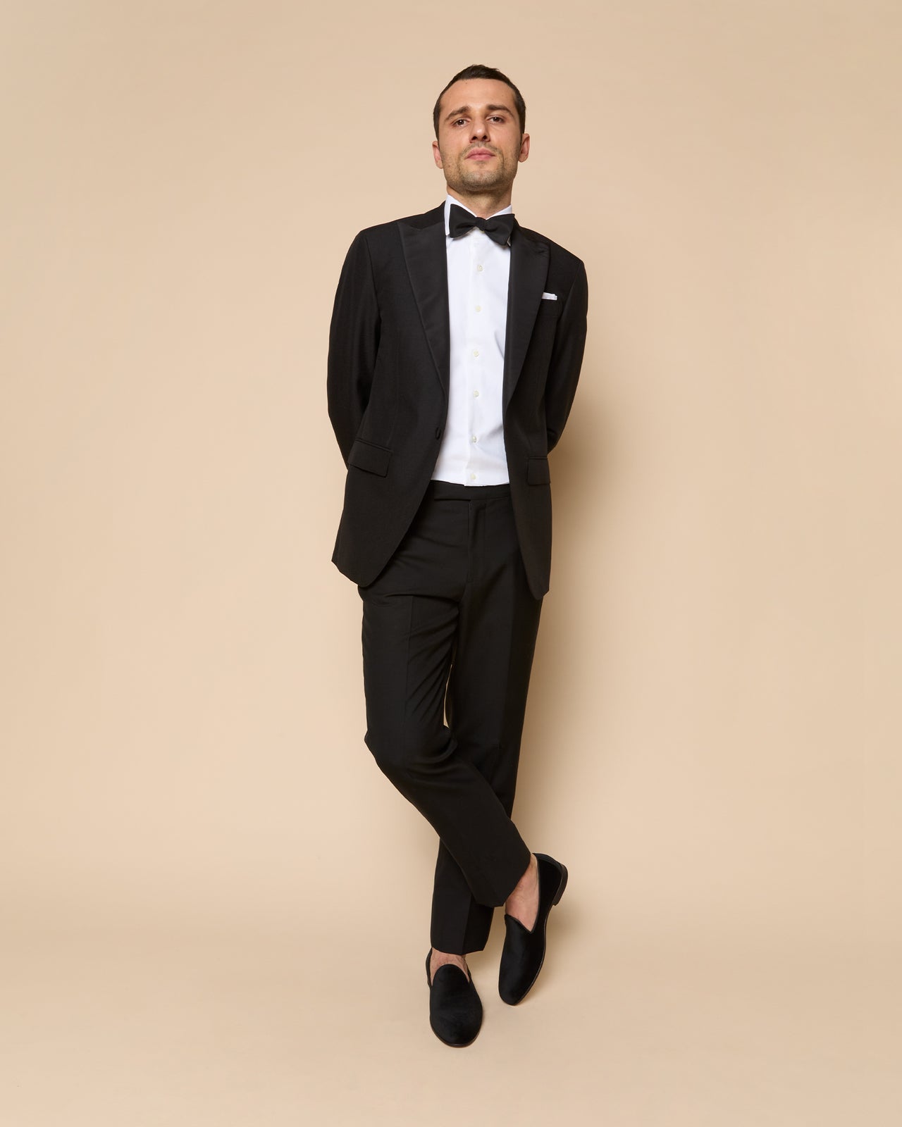 Kincaid No. 3 Peak Lapel Tuxedo in Black Wool Mohair with Silk Grosgrain Trim