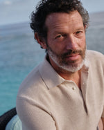 Load image into Gallery viewer, Textured Hyannis Polo Sweater in Bone Cotton/Linen
