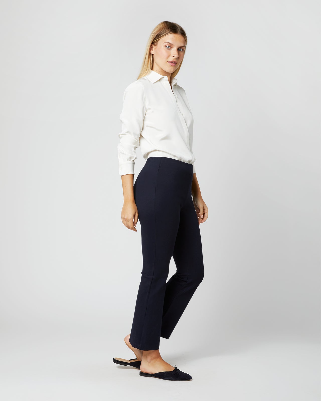 Classic Blouse in Ivory Silk Crepe de Chine