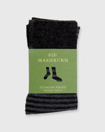 Load image into Gallery viewer, Striped Trouser Dress Socks Heather Grey/Dark Heather Extra Fine Merino
