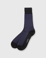 Load image into Gallery viewer, Striped Trouser Dress Socks Dark Heather Grey/Violet Extra Fine Merino
