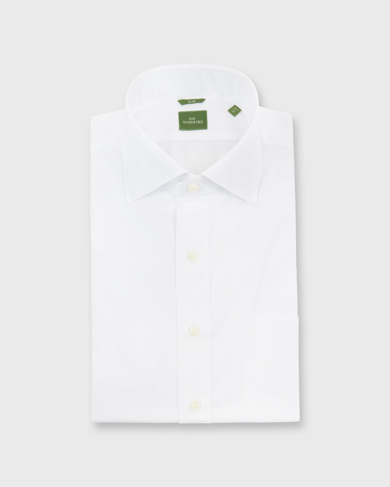 Slim Fit Spread Collar Dress Shirt White Poplin