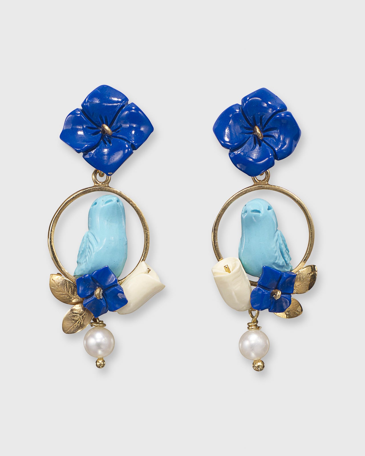 Chick Earrings Gold/Lapis/Turquoise