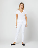 Load image into Gallery viewer, Short-Sleeved Deep-V Tee in White Pima Cotton
