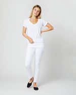 Load image into Gallery viewer, Short-Sleeved Deep-V Tee in White Pima Cotton
